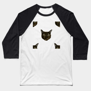 Grumpy Calico Cats - Repeat Pattern Baseball T-Shirt